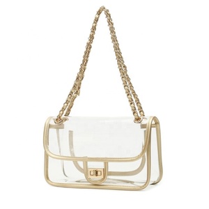Bolso de mano transparente de PVC para mujer con cadena Bolso transparente - Product Image 1