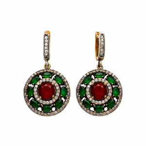 Boucles d'oreilles en argent Sterling 925 authentique turc, bijoux en pierre émeraude et grenat, vente en gros - Product Image 2
