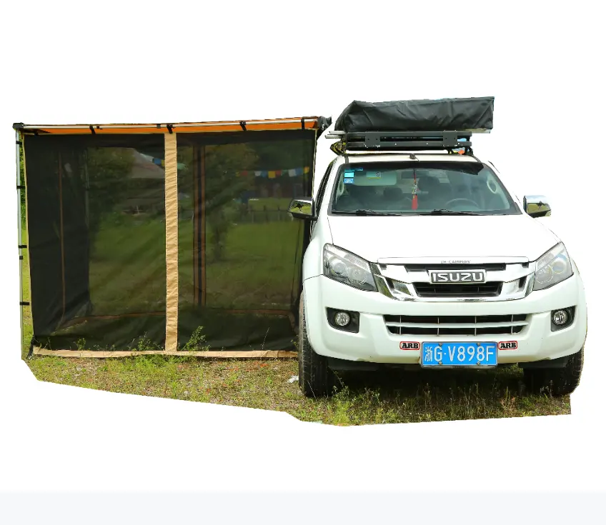 Auvent latéral de voiture pour l'extérieur 4X4 toile rétractable camping avec parois latérales en maille