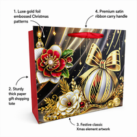 Sacs cadeaux en papier de Noël de luxe CS16, sacs de shopping festifs de Noël avec poignée en ruban pour les cadeaux de vacances