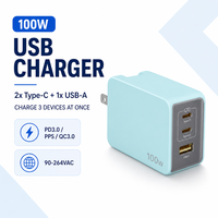 Adaptateur de charge rapide USB-C Type-C 100W GaN PD3.0 PPS pour les appareils Samsung, les smartphones Android, les tablettes et les ordinateurs portables