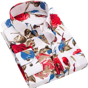 Stilvolle neue Herren bedruckte Freizeit hemden Dünne Mode Weiche reguläre Passform Social Floral Langarm Strand Beliebtes Hemd für Männer