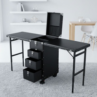 Table de maquillage mobile pliable en aluminium avec rivets, idéale pour les artistes maquilleurs, les voyages et l'usage quotidien