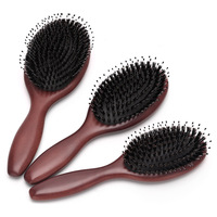 Logo direct d'usine coussin en bois de hêtre et pagaie démêlant les poils de sanglier naturels masseur de cuir chevelu peigne brosse à cheveux en bois de santal