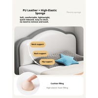 Lit simple moderne et épuré de 1,2 m, lit nuage pour petite famille, avec sommier haute et rangement, en bois massif, multifonctionnel et gain de place