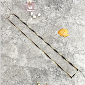 Desagüe lineal <span class=keywords><strong>para</strong></span> <span class=keywords><strong>ducha</strong></span> de latón sin recubrimiento, color oro cepillado, de 24 pulgadas, desagüe <span class=keywords><strong>rectangular</strong></span> <span class=keywords><strong>para</strong></span> piso - Product Image 6