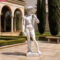 YOUFINE Statue de David de Michel-Ange sculptée à la main en marbre, Art déco européen pour l'extérieur, Sculpture classique célèbre grandeur nature