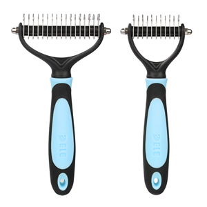 Sisir grooming de-matting hewan peliharaan anjing dengan pisau sisi ganda sikat penghilang bulu hewan peliharaan dua ukuran jual cepat pp - Product Image 3