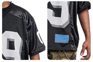 Custom Fashion Mesh Oversized Short Breathable Anti-Bacterial Quick Dry <b>American</b> Football Jersey Silk Screen Printed Retro - Product Image 4