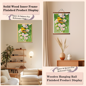 Kit de Peinture Diamant Oiseau Jaune avec Fleurs, Perles Rondes, Kit d'Art DIY, Décoration Pastorale Encadrée Rectangulaire en Strass de Cristal - Product Image 5