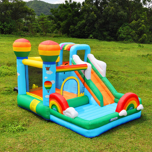 Château gonflable Dinosaure <span class=keywords><strong>sauteur</strong></span> avec <span class=keywords><strong>ballon</strong></span> à air chaud, trampoline et toboggan, petit modèle d'intérieur pour enfants et maternelles - Product Image 1