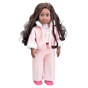 Bambole nere del corpo del cotone del giocattolo della ragazza africana sveglia da 18 pollici con gli occhi lampeggianti bambola americana da 18 pollici di alto livello per i bambini