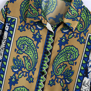 Nuovo Completo Donna Stile Europeo e Americano con Camicia Stampata Drappeggiata e Pantaloni a Vita Elastica Stile <span class=keywords><strong>Pigiama</strong></span> - Product Image 2