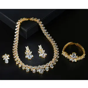 Набор ювелирных украшений Echsio Bijoux Femme, свадебные комплекты со сверкающими вставками из меди и циркония ААА, для подружки невесты, CN184