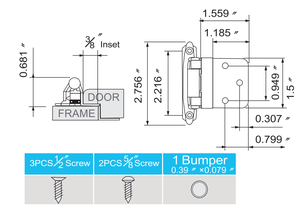 RHETECH Charnière d'armoire de porte à fermeture automatique à 180 degrés en acier au carbone de haute qualité personnalisée Encart <span class=keywords><strong>3</strong></span>/8 pour <span class=keywords><strong>application</strong></span> de chambre à coucher - Product Image 6
