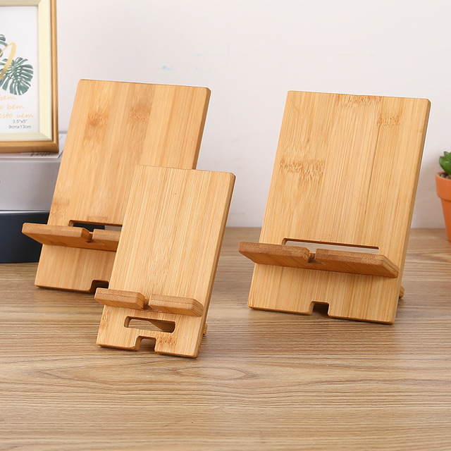 Simple Mobile Phone Stand Rechargeable Desktop Bamboo Phone Stand