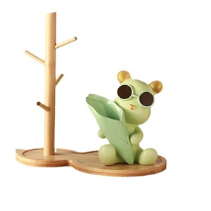 Rangement en forme d'ours mignon avec fleurs, salon, chambre d'enfant, placard, armoire, décoration de bureau, ornement de dessin animé créatif, entrée, résine époxy - Product Image 5