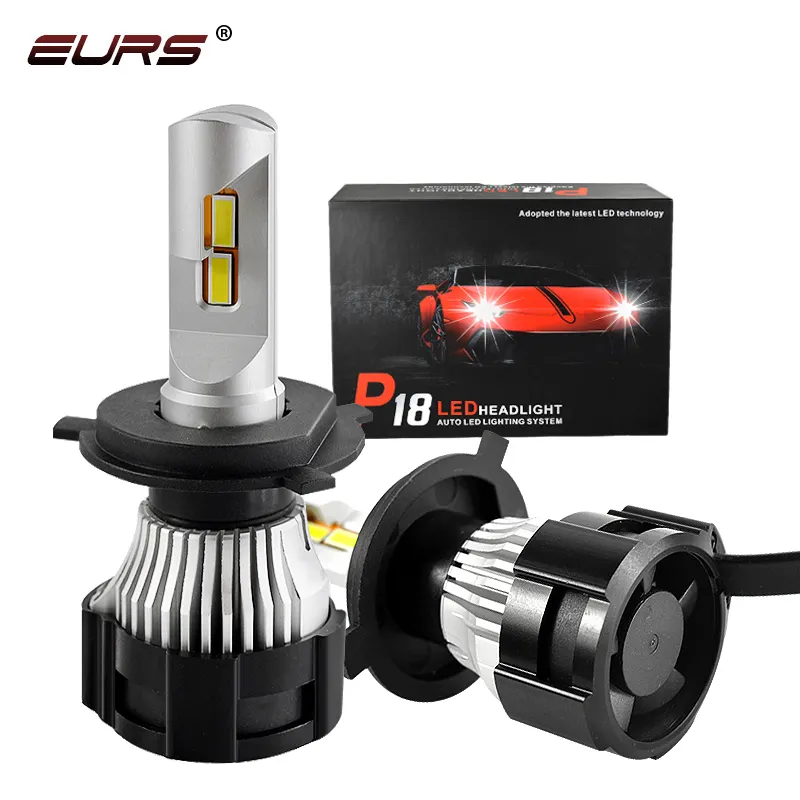 EURS novo H4 H7 lâmpada led LEVOU 9004 9007 9005 9006 9012 HIR2 HB3 HB4 lâmpadas LED para carros 6000K Auto Farol Luz de Nevoeiro P18