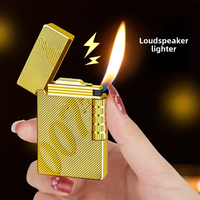 Briquet DEBANG anti-chute en alliage de zinc, rechargeable, coupe-vent, à flamme ouverte oblique, allumage latéral, support gaz butane