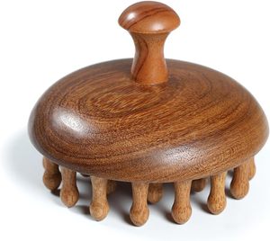 Peigne de massage du cuir chevelu en bois de santal Gua Sha, outil de massage de la tête pour la stimulation de la croissance des cheveux, soin du cuir chevelu, relaxation musculaire du corps - Product Image 1