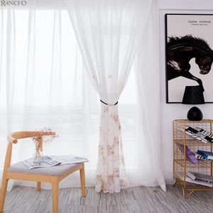 Rideau en voile transparent personnalisé avec impression florale, rideaux transparents imprimés pour le salon - Product Image 1