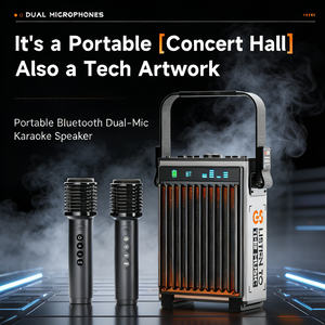 Altavoz Bluetooth Portátil de 90W de Alta Potencia con <span class=keywords><strong>2</strong></span> Micrófonos Inalámbricos, Máquina de Karaoke para Fiestas y Campamentos - Product Image 1