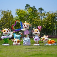 Sculpture d'animal de dessin animé en fibre de verre, faite à la main, personnalisable, pour extérieur, idéale pour les jardins d'enfants, les parcs, les centres commerciaux et les sites touristiques