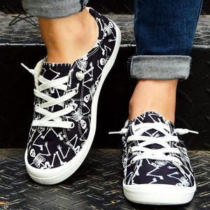 Chaussures de <span class=keywords><strong>marche</strong></span> décontractées à lacets pour femmes, baskets à la mode avec imprimé citrouille d'halloween, grande taille - Product Image 3