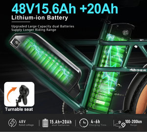 Bicicleta eléctrica de carga con logotipo personalizado, potente herramienta eléctrica, 48v 15.6Ah+20Ah, baterías dobles, con cesta. - Product Image 4