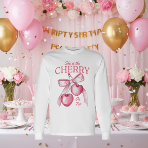 Camiseta de manga larga Cherry On Top para baby shower o despedida de soltera - Product Image 3
