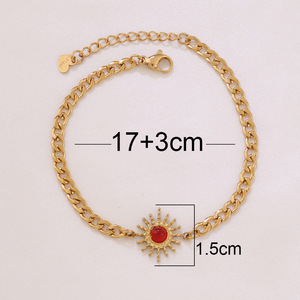 Bracciale Charm Italiano Girasole in Acciaio Inossidabile con Pietre Naturali Stile Retrò, Accessorio Moda Donna Best Seller ALN26041067 - Product Image 5