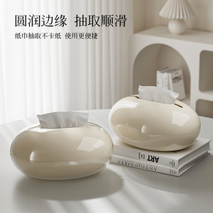 Tissue Box Cream White Oval Waterproof Multipurpose For Living Room Coffee <b>Table</b> - Product Image 3