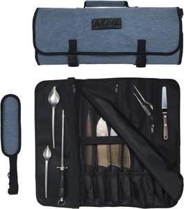 Bolsa Enrollable para Cuchillos de Chef, Muestra Gratuita, Personalizada, Resistente, de Lona Encerada Marrón y Cuero - Product Image 4