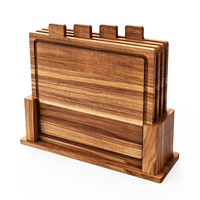 Ensemble de planches à découper en bois d'acacia avec support de rangement, planches à découper multifonctionnelles en bois pour la cuisine, la viande, le fromage, les légumes