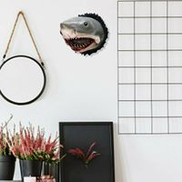 Sculpture murale de tête de requin en 3D, artisanat de salon, Style européen, montage artistique pour la maison