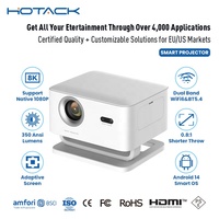 Projecteur intelligent portable Hotack X4AR LCD HD 1080p pour cinéma maison, jeux 8K, éducation et réunions, avec Android TV