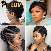Perruque Courte Pixie en Cheveux Humains Naturels, Vierge Vietnamienne, Dentelle HD Pré-Pluckée, Sans Colle, Prête à Porter, Vente en Gros Direct Usine