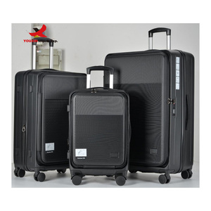 New Upgrade OEM PC Suitcase Fashion <b>Foldable</b> 20inch Aluminum Pull Rod Front Laptop Pocket <b>Trolley</b> Luggage - Product Image 2