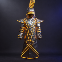 Costume d'Empereur Romain Lumineux à LED, Robe de Service de Bouteilles pour Boîte de Nuit, Casque de Guerrier Lumineux, Tenue de Danse pour Spectacles sur Scène de Bar KTV