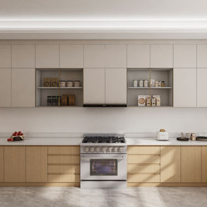 Armoires de cuisine en bois de chêne Zofa avec finition vintage et tailles personnalisées de fabrication chinoise - Product Image 1