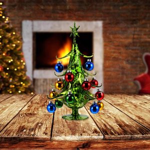 Mini Xmas <strong>Tree</strong> <strong>Tabletop</strong> Glass Green <strong>Tree</strong> with Mini Glass Ball Desktop Decoration Xmas Ball Ornament Holiday Decor Eco-friendly - Product Image 5
