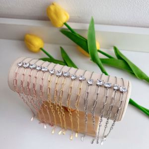 Dylam Cuba Drop Heart Shape Iced Out Tennis Cubic Zirconia 925 <b>Silver</b> Chain Crystal <b>Bracelets</b> <b>Bangles</b> Charm for <b>Bracelet</b> Women - Product Image 1