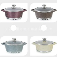 Ensemble de 17 ustensiles de cuisine en granit antiadhésif durable, casseroles et poêles en aluminium moulé sous pression, poignées amovibles, résistant au four, couvercles en verre trempé