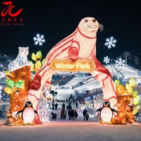 Maßgefertigte Zigong Laterne Seelöwen-Bogen Kulisse Große Outdoor-LED Winterfest-Dekoration Laterne für Freizeitparks und Feiertagsevents