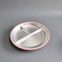 En stock, assiette pour bébé sans BPA, antidérapante, de qualité alimentaire, portable, imperméable, réutilisable, divisée, en acier inoxydable, écologique