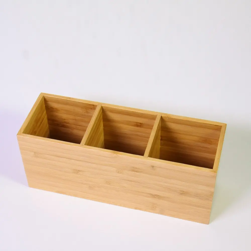 bamboo wooden desktop organizer