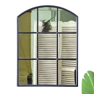 Luckywind-<span class=keywords><strong>Espejo</strong></span> de rejilla con marco de Metal para <span class=keywords><strong>ventana</strong></span>, <span class=keywords><strong>Espejo</strong></span> de pared con diseño nórdico <span class=keywords><strong>Vintage</strong></span>, grande, negro - Product Image 1