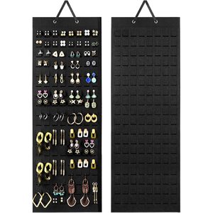 Organisateur de boucles d'oreilles suspendues, 20 crochets, en feutre noir, support mural pour bijoux, pour femmes et filles - Product Image 1