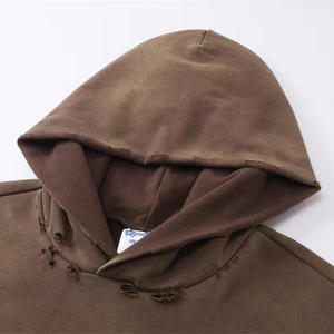 Vente en gros de sweats à capuche pour hommes en coton lourd Logo personnalisé Streetwear surdimensionné délavé à l'acide 100% motif à capuche en coton imprimé - Product Image 5