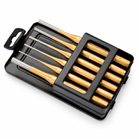 HEHE Ensemble de six ciseaux dorés de qualité industrielle professionnelle avec manches en acier pour kit d'outils manuels de bricolage pour le travail du bois